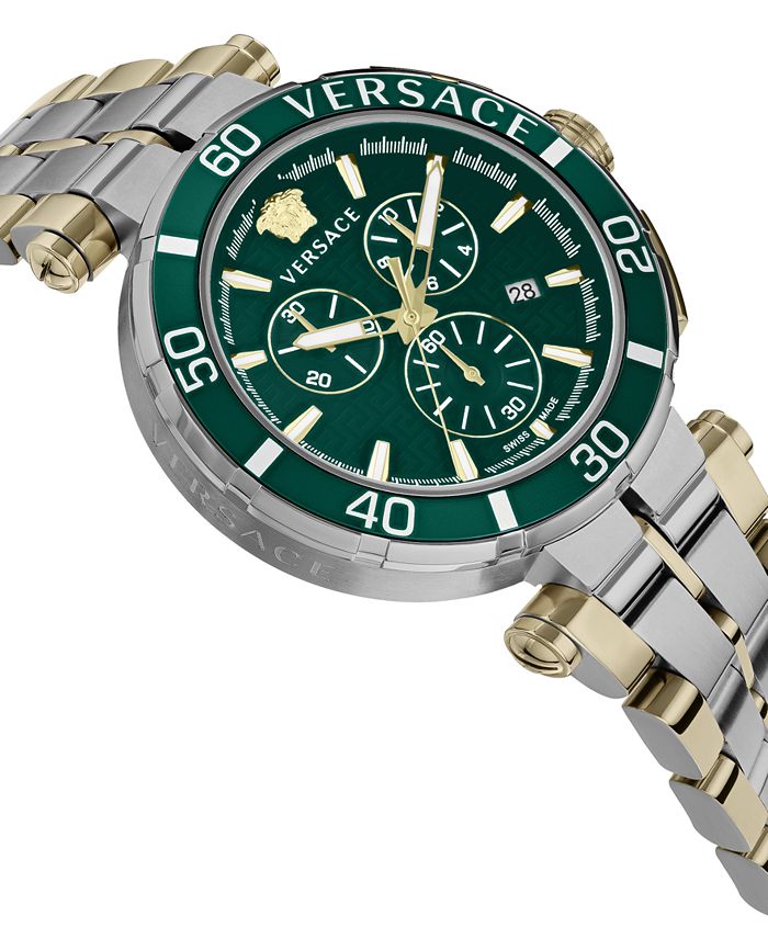 Versace Men's Swiss Chronograph Greca Two Tone Bracelet Watch 45mm Macy's