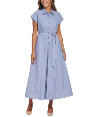 Calvin Klein Women's Cotton Maxi Shirtdress - Macy's