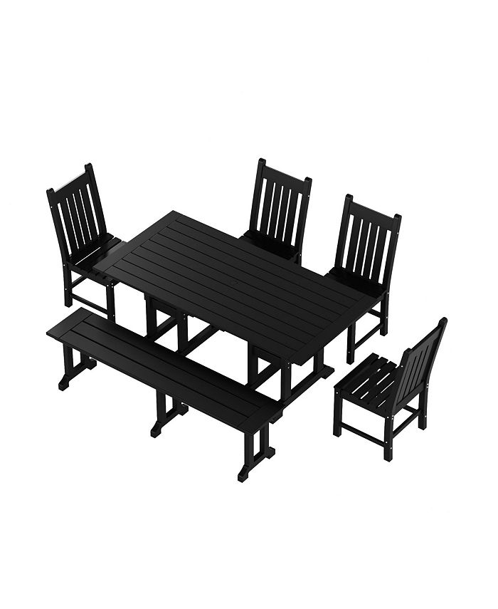 WestinTrends 6 Piece Outdoor Patio Dining Set Outdoor Table and Bench
