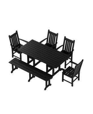 6 Piece Outdoor Patio Dining Set Outdoor Table and Bench Armchair Set