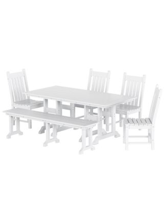 6 Piece Outdoor Patio Dining Set Outdoor Table and Bench Chair Set