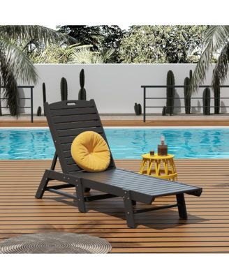 Poly Reclining Outdoor Patio Chaise Lounge Chair Adjustable