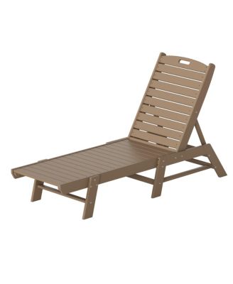 Poly Reclining Outdoor Patio Chaise Lounge Chair Adjustable
