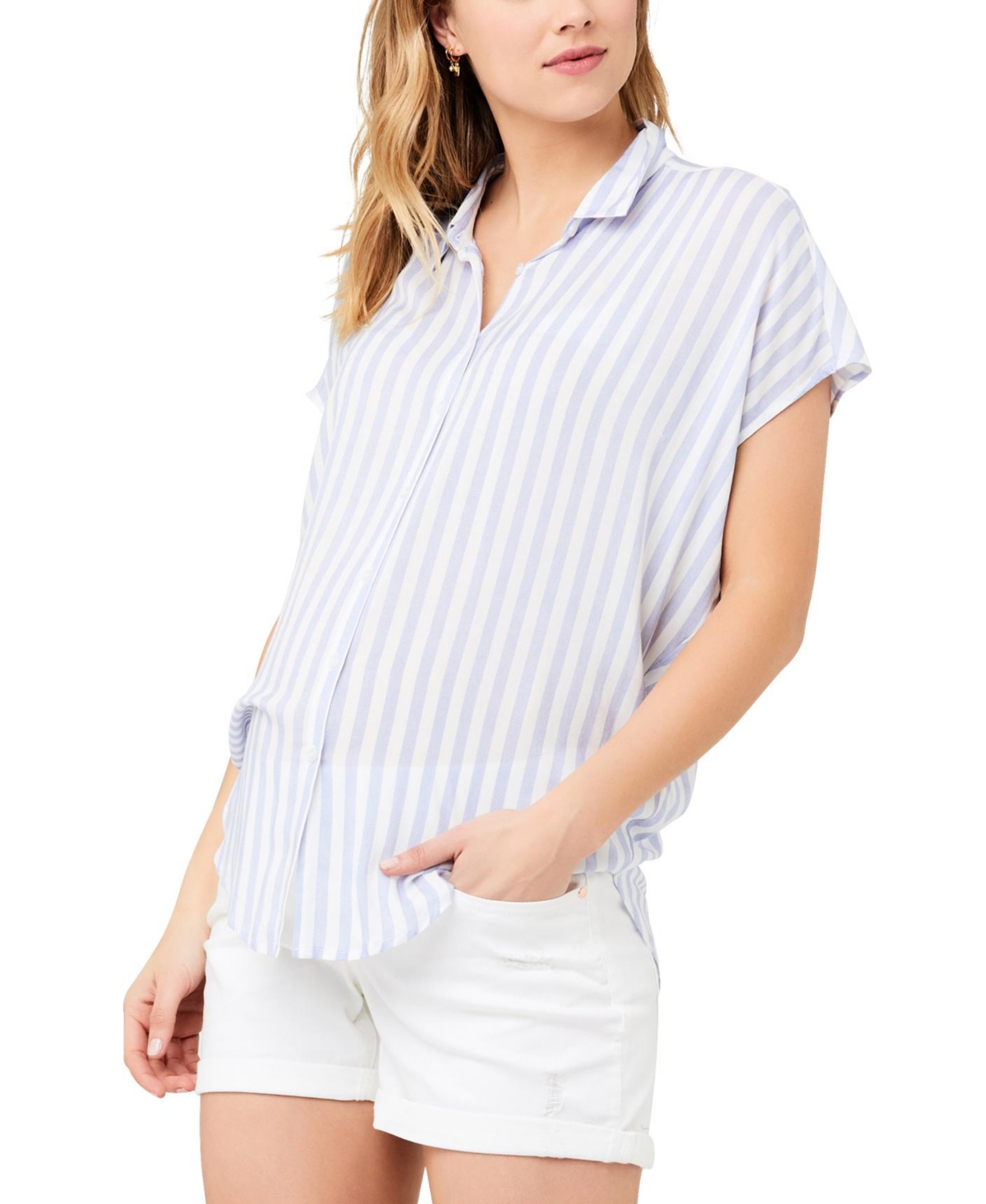 Ripe Maternity Maternity Quinn St Relaxed Shirt -/ white