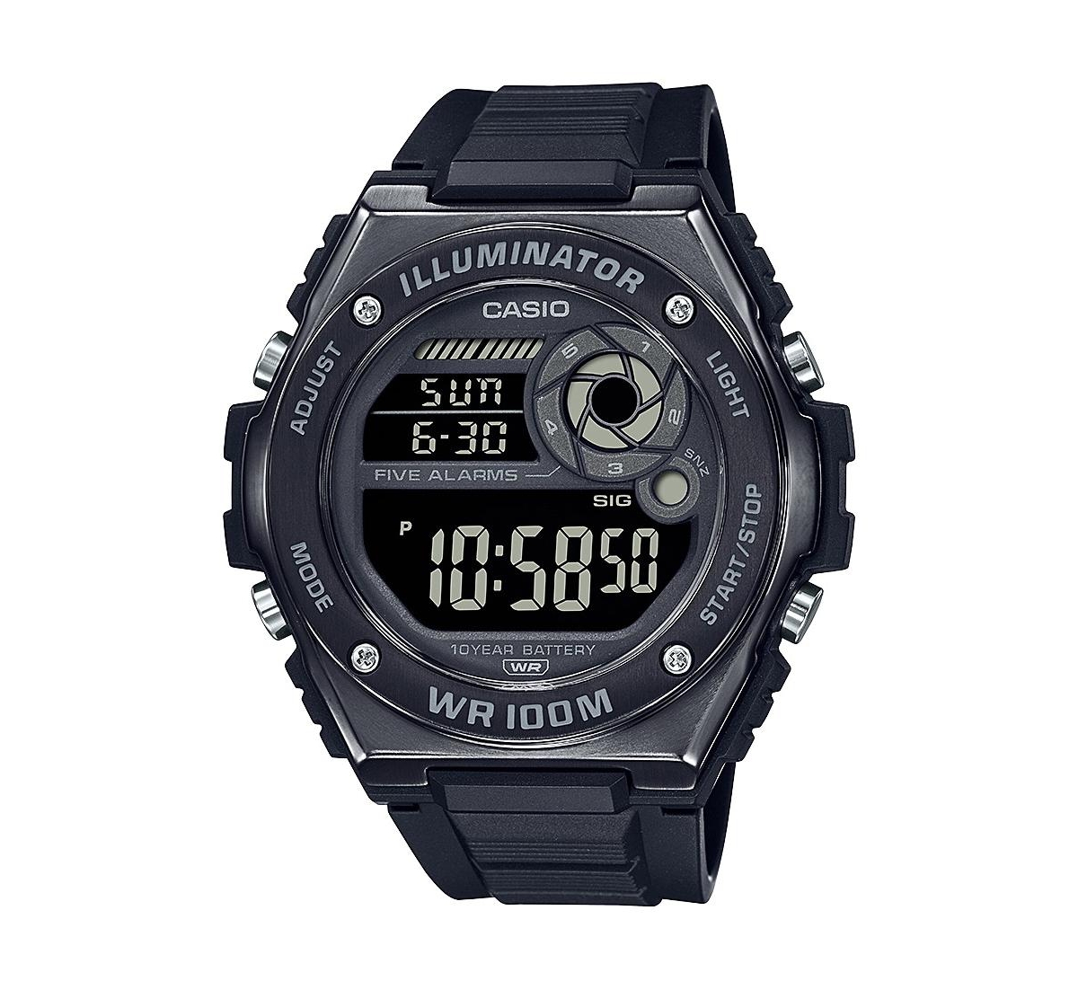 Casio Men's Digital Black Resin Watch 50.7mm, MWD100HB-1BV