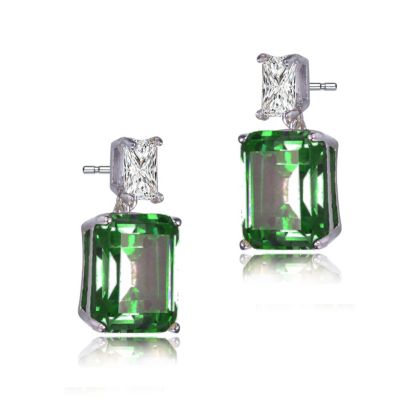 Women's White Gold Plated Colored Cubic Zirconia Stud Earrings