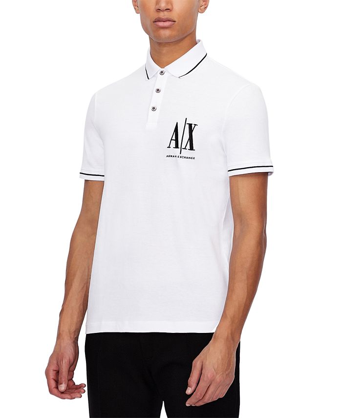 AX Armani Exchange Men's Icon Tipped Embroidered Logo Piqué Polo Shirt -  Macy's