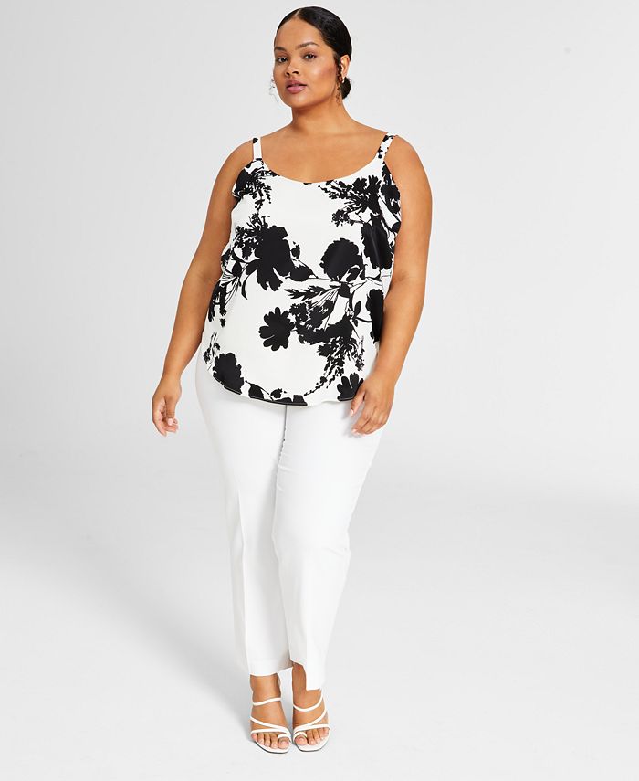 Bar III Plus Size Scoop-Neck Floral Camisole, Created for Macy's - Macy's