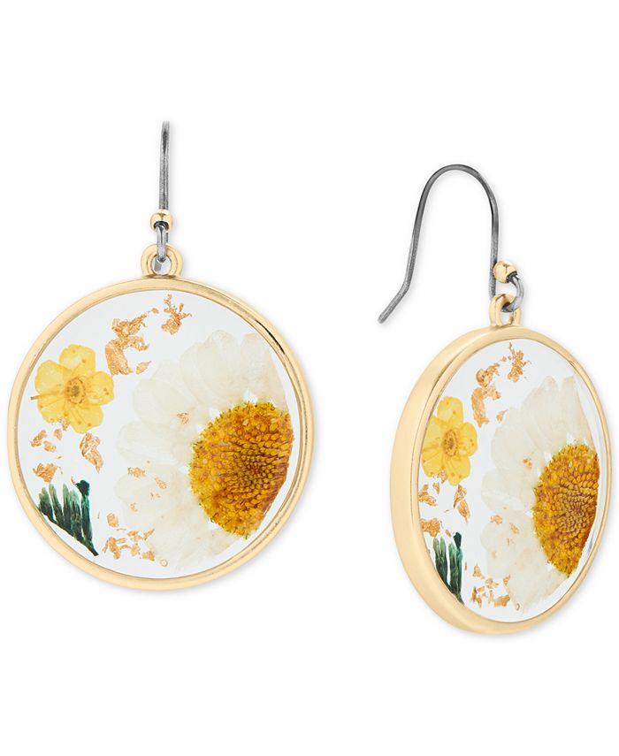 Lucky Brand Gold Tone Dried Flower Drop Earrings Macy s