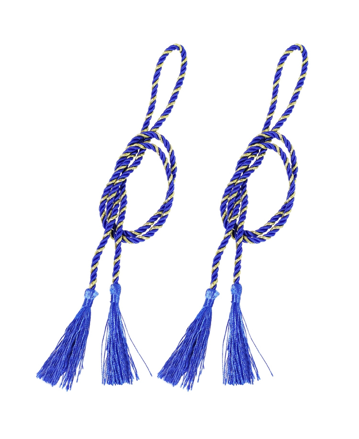 Indoor/Outdoor Rope Curtain Tiebacks - Blue - Set of 2 - Blue