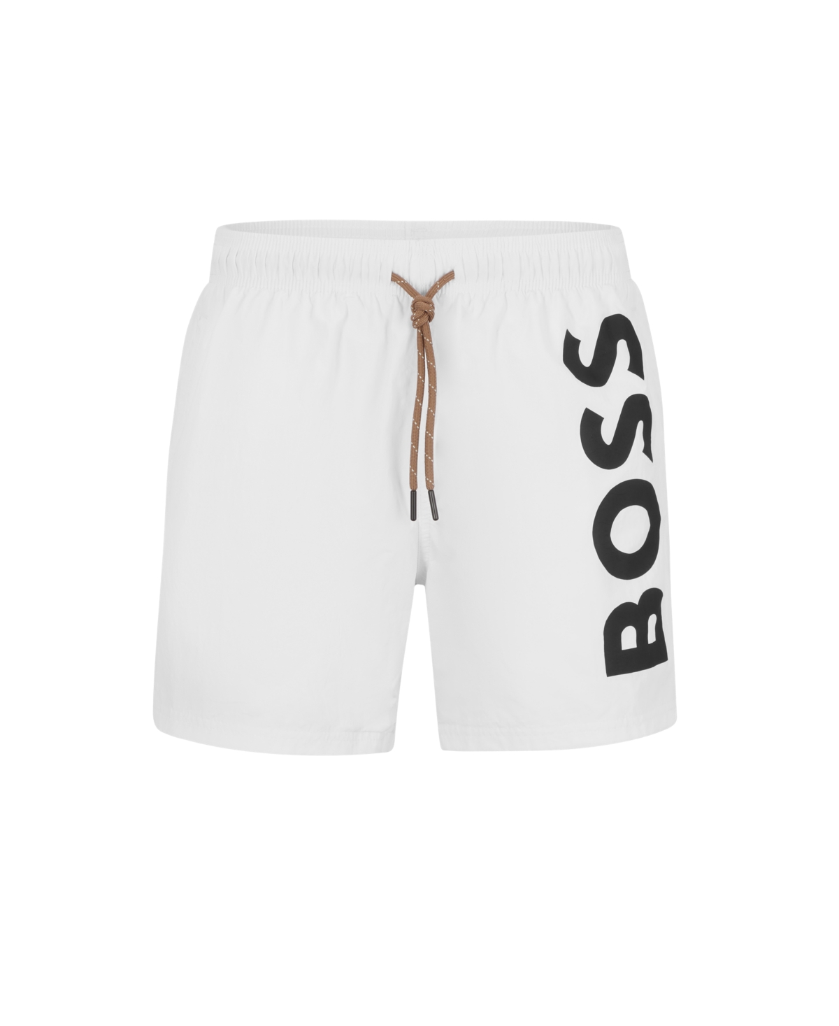 Shop Hugo Boss Boss By  Men's Quick-drying Large Contrast Logo Swim Shorts In White