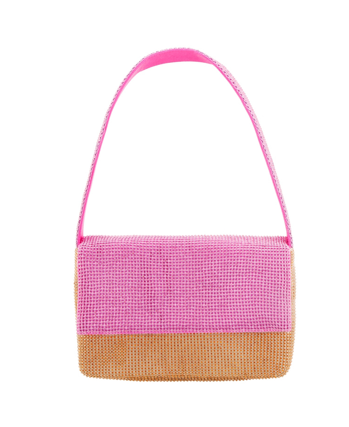 Nina Color Block Crystal Mesh Small Shoulder Bag In Ultra Pink