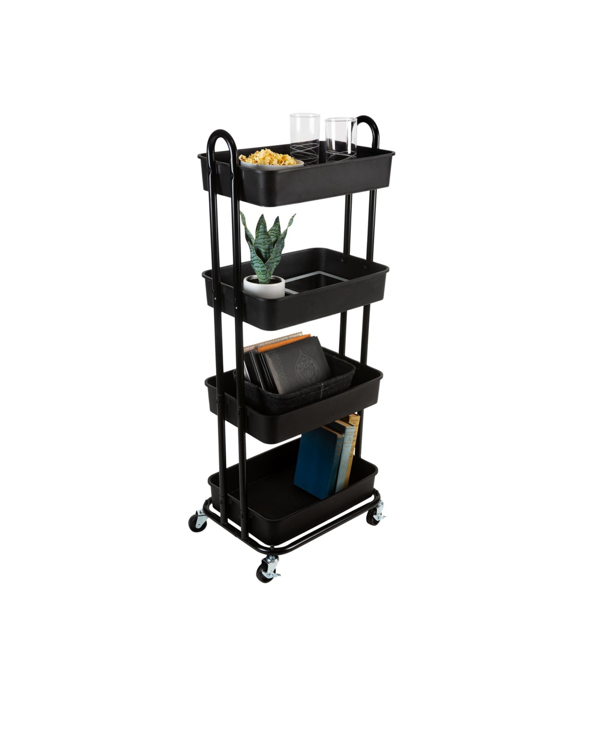Shop Organize It All 4 Tier Rolling Multifunctional Storage Cart In Black