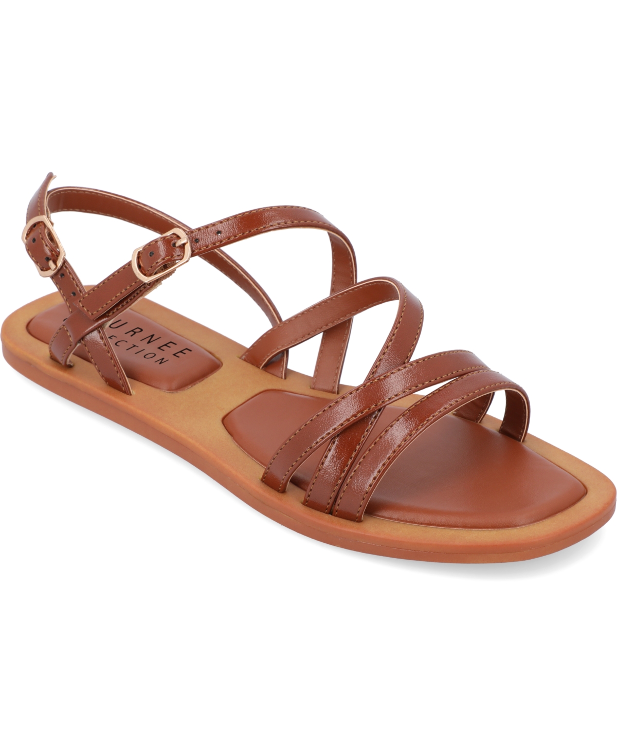 Journee Collection Ennid Tru Comfort Strappy Flat Sandal In Brown