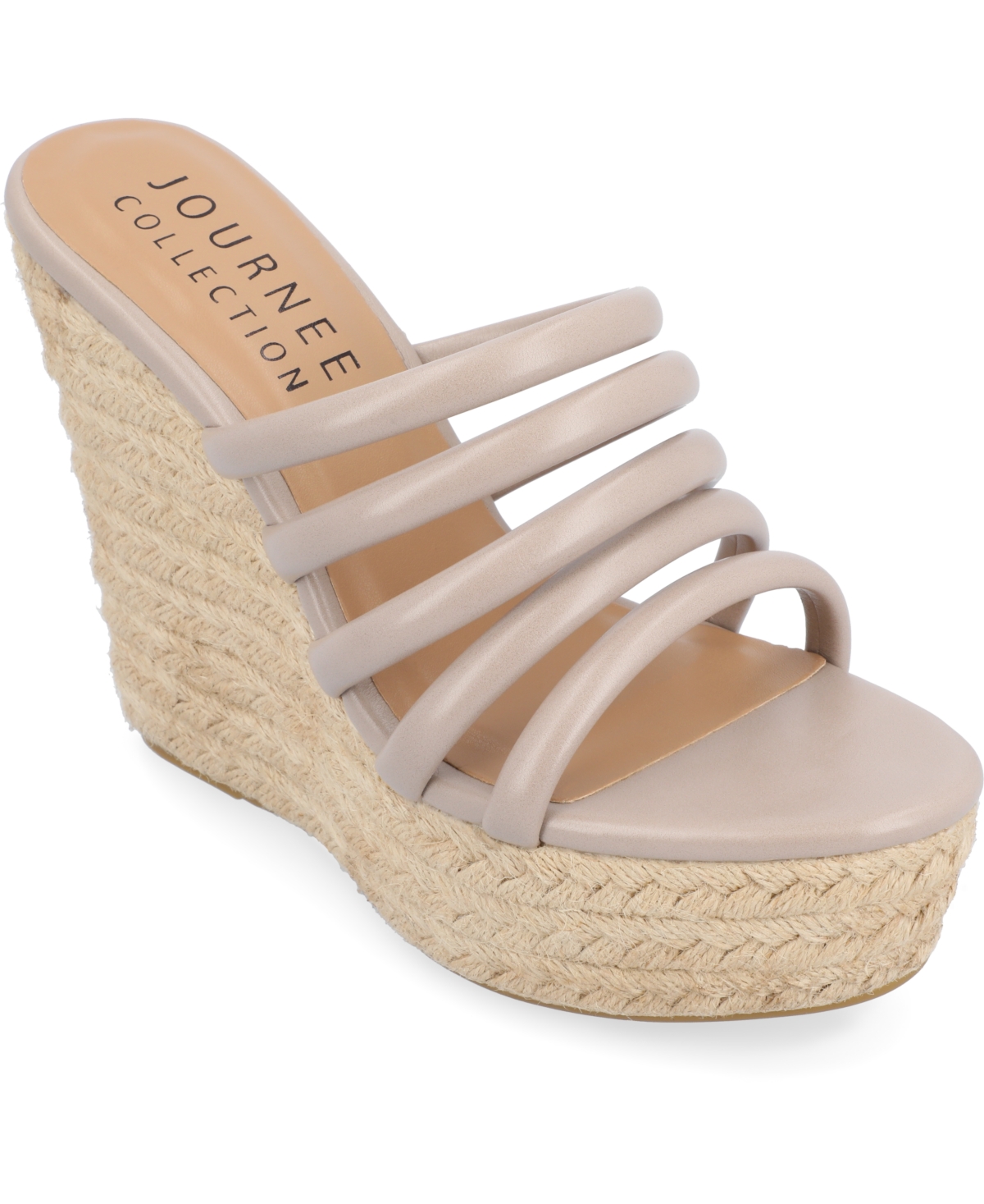 Journee Collection Women's Cynthie Platform Wedge Sandals In Taupe