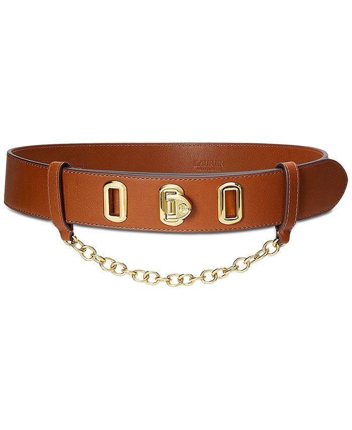 Lauren Ralph Lauren Women's Leather Flip Lock Belt - Macy's