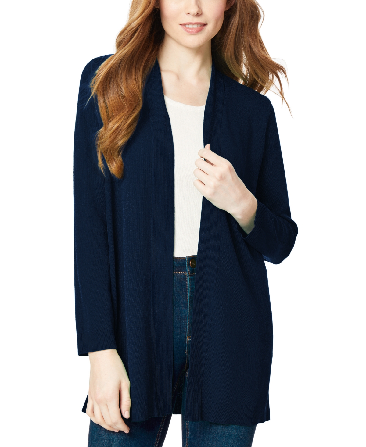 Jones New York Petite Icon Open-front Relaxed Cardigan In Pacific Navy