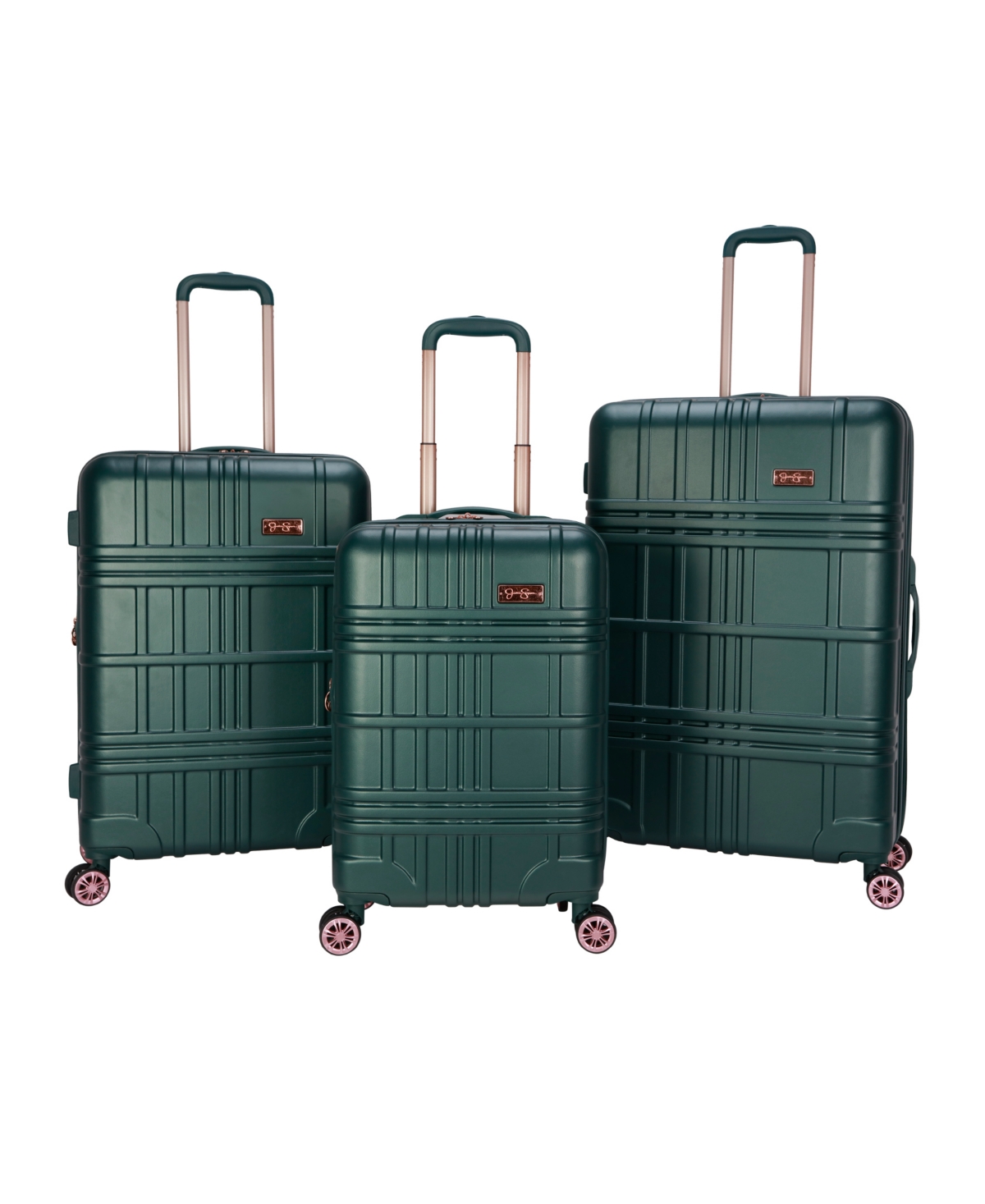 Jessica Simpson Jewel Plaid 3 Piece Hardside Luggage Set In Jade