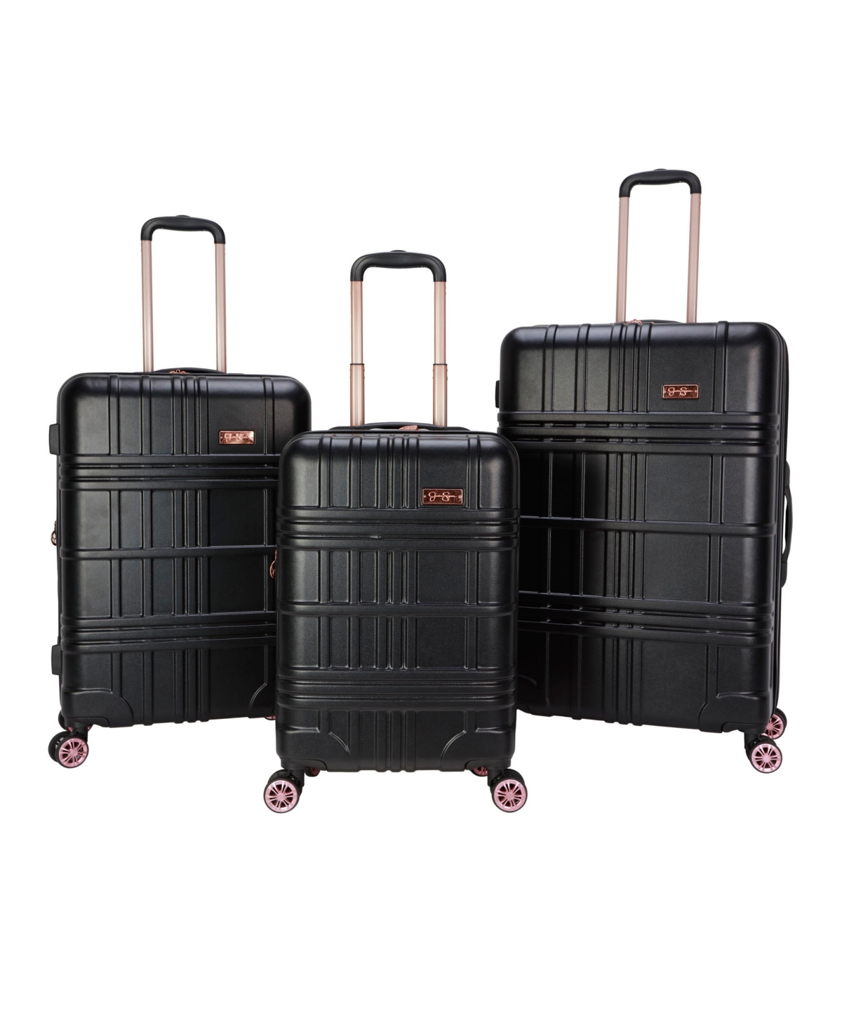 Jessica Simpson Jewel Plaid 3 Piece Hardside Luggage Set In Black