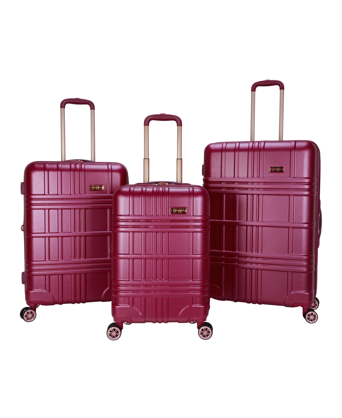 Jessica Simpson Jewel Plaid 3 Piece Hardside Luggage Set In Violet