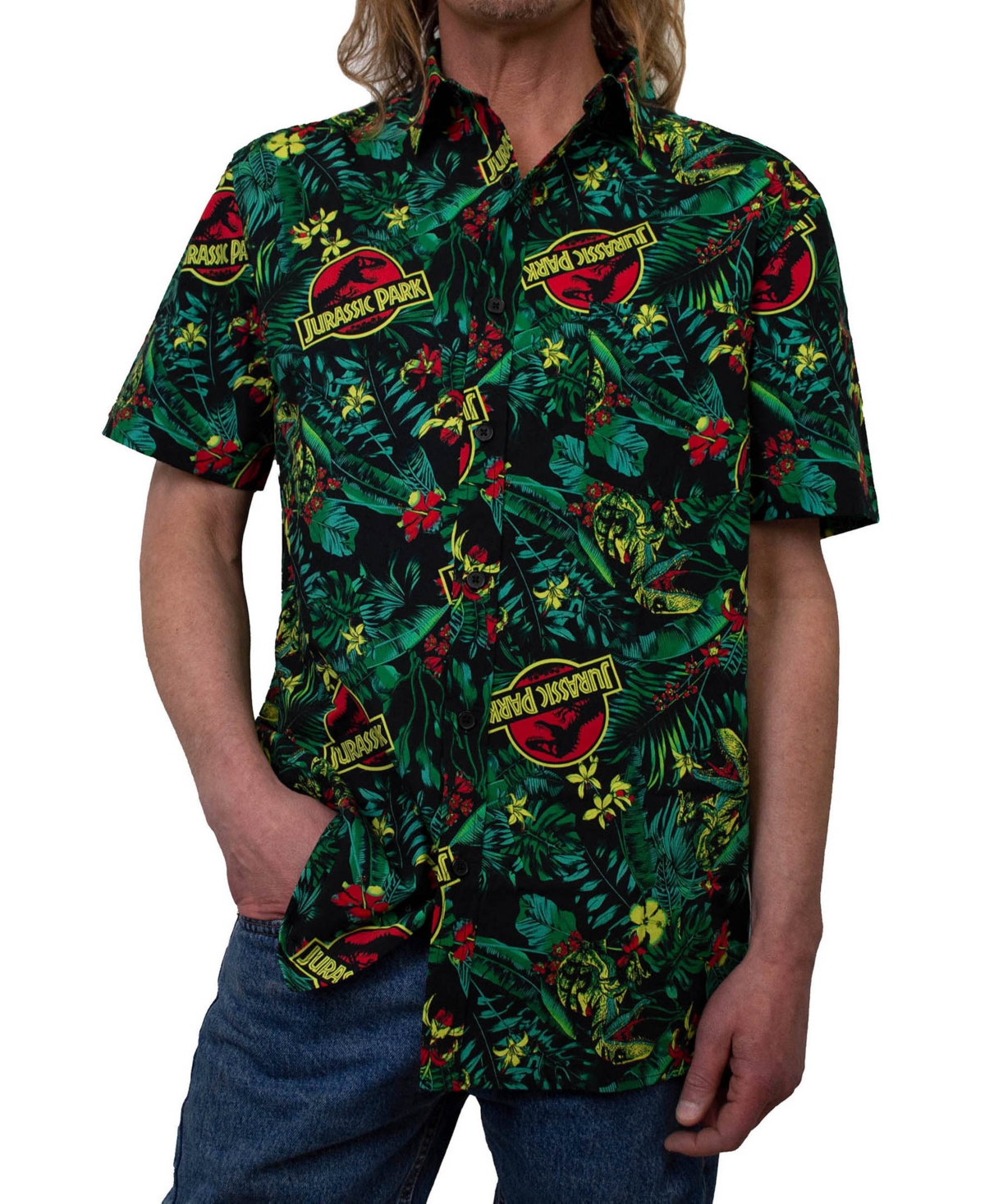 Fifth Sun Men's Tropical Raptor Short Sleeves Pattern Woven Shirt In Multi Color