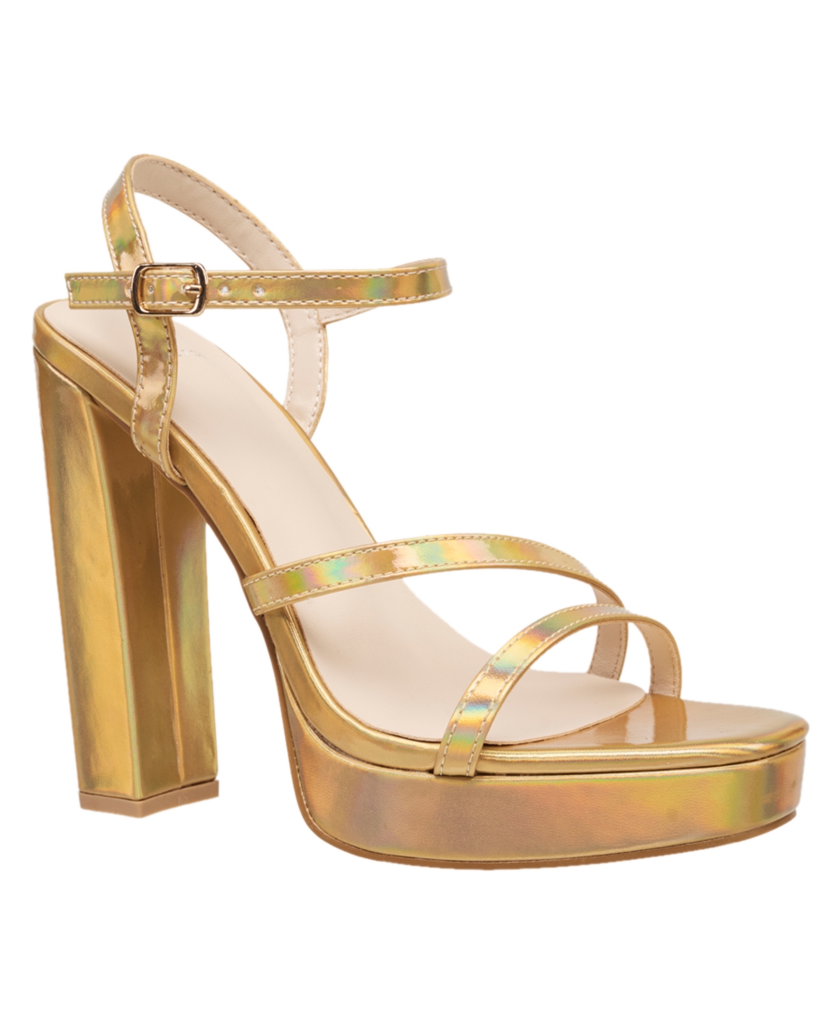 Shop H Halston Women's Sardinia Ankle Strap Dress Sandals In Gold