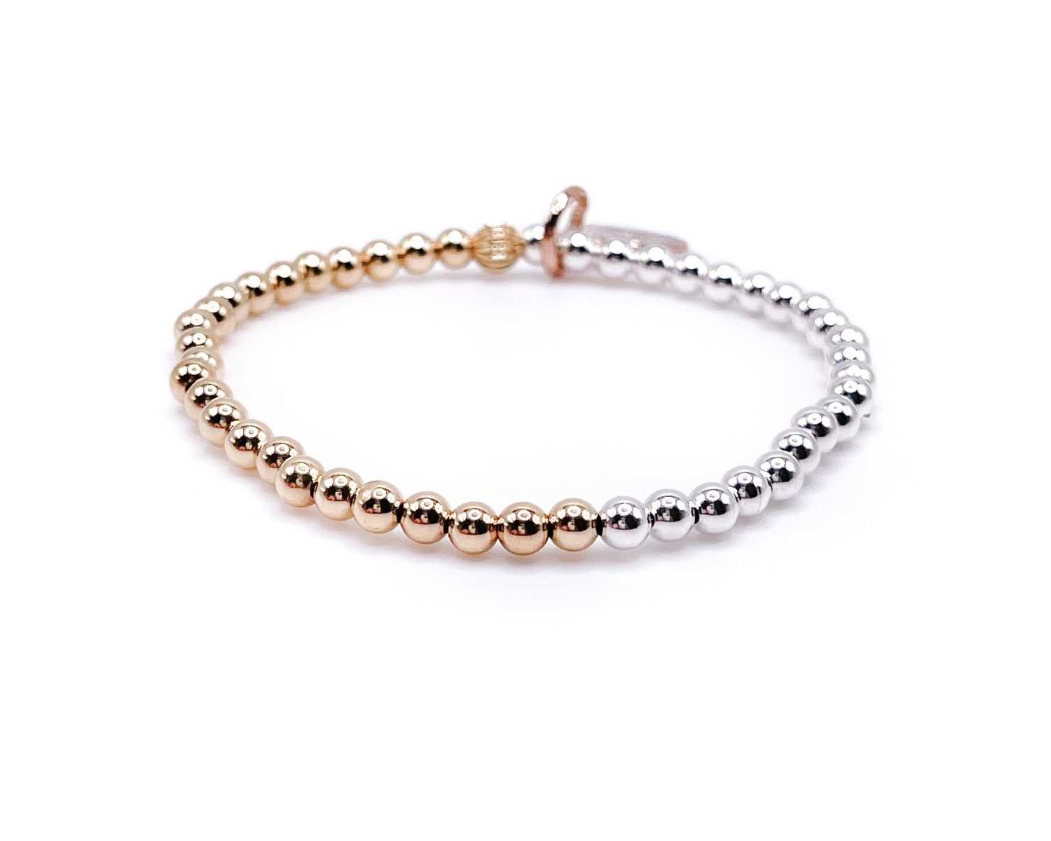Non-Tarnishing Gold Filled, 4mm Gold Ball and Sterling Silver Bracelet
