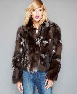 The Fur Vault Pieced Fox Fur Cropped Jacket - The Fur Vault - Women ...
