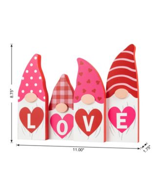 11" L Valentine's LOVE Wooden Gnome Table Decor