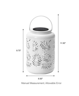 8.75" H Metal Cutout Leaf Solar Powered Outdoor Hanging Lantern with LED Light