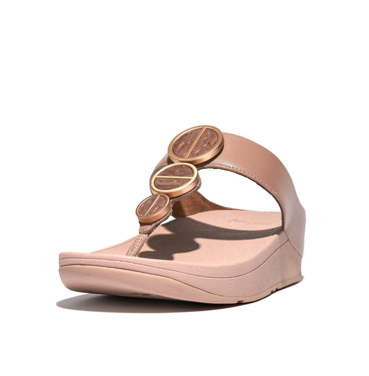 Fitflop Women's Halo Metallic Trim Toe Post Sandals In Beige