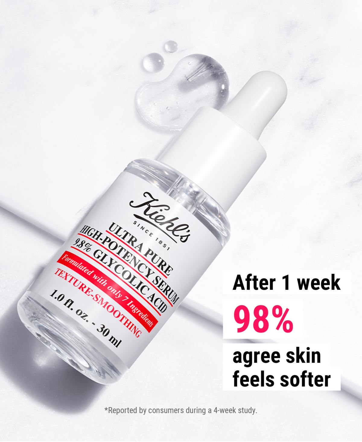 Shop Kiehl's Since 1851 Ultra Pure High-potency 9.8% Glycolic Acid Serum, 1 Oz. In No Color