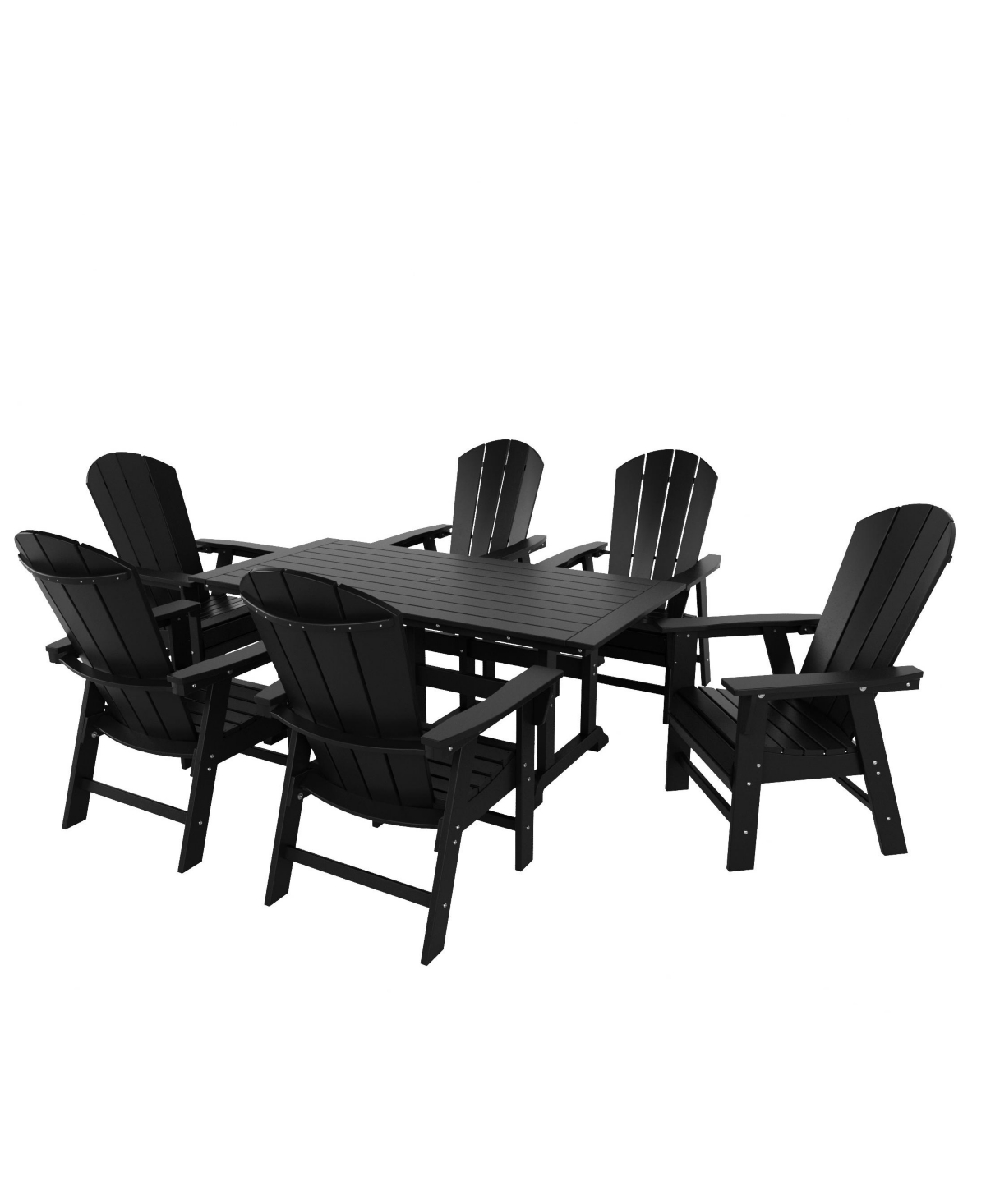 WestinTrends 7 Piece Outdoor Patio Dining Table and Adirondack Armchair Set