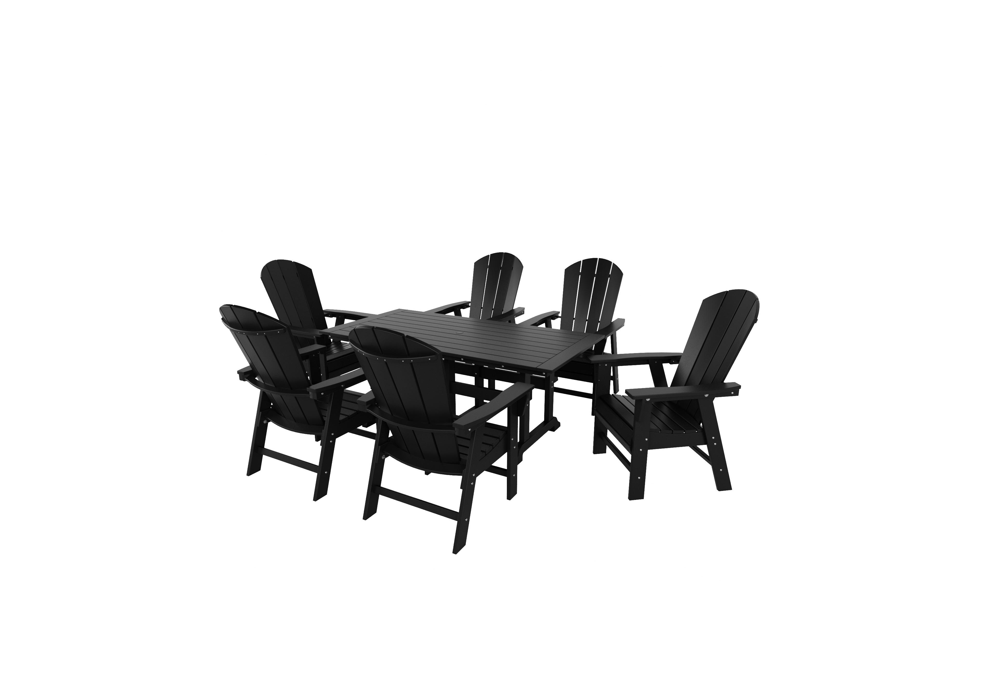 WestinTrends 7 Piece Outdoor Patio Dining Table and Adirondack Armchair Set