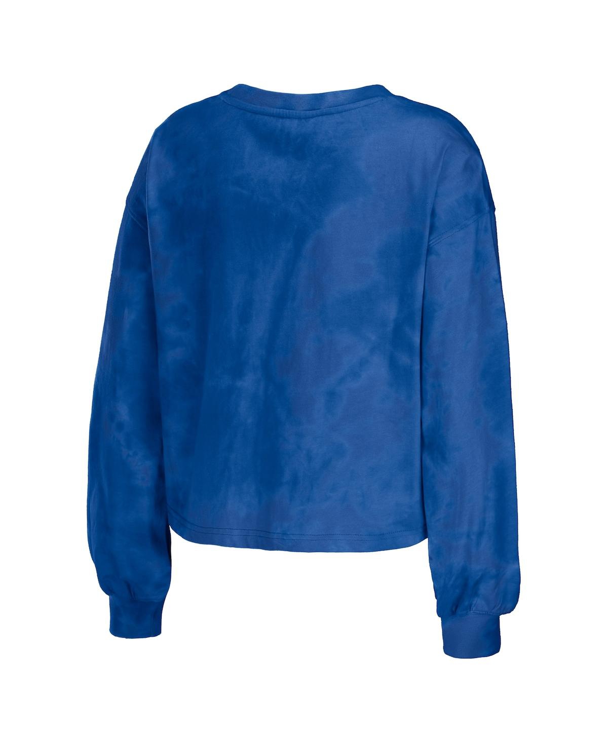 Shop Wear By Erin Andrews Women's  Blue St. Louis Blues Tie-dye Cropped Pullover Sweatshirt And Shorts Lou