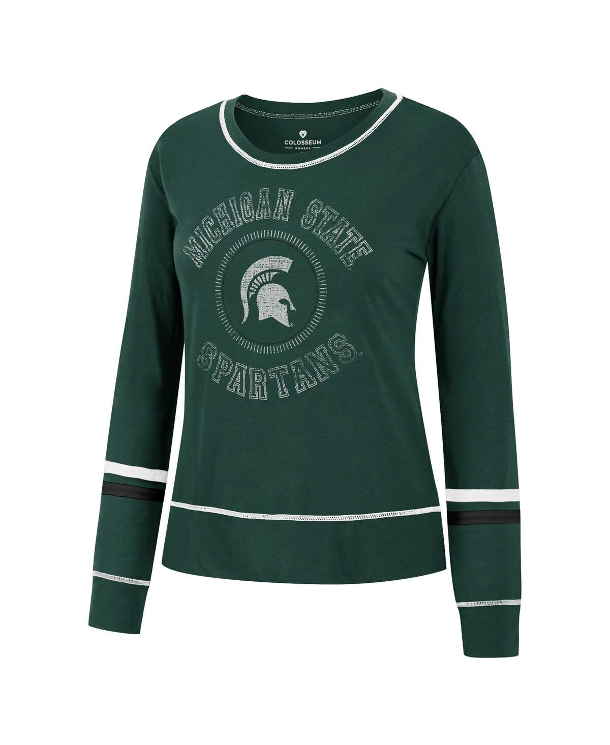 Shop Colosseum Women's  Green Michigan State Spartans Heathrow Super Soft Long Sleeve T-shirt