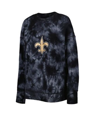 Women's Black New Orleans Saints Bailey Tie-Dye Tri-Blend Pullover Sweatshirt