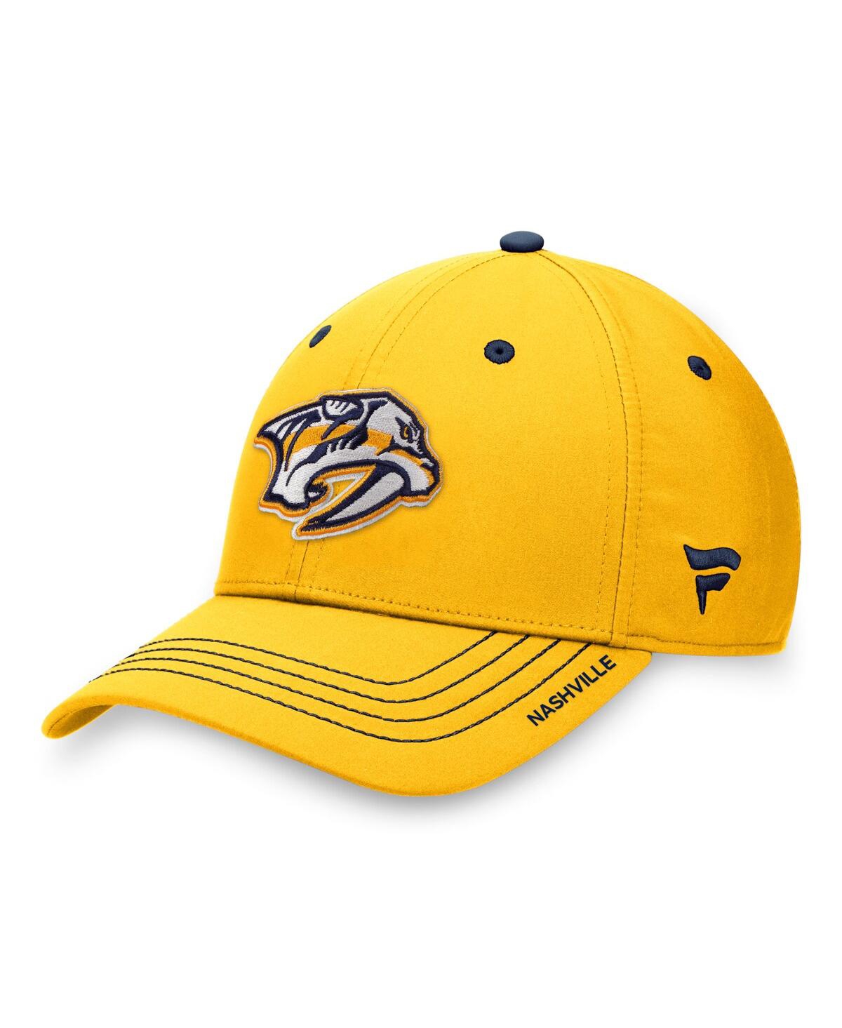 Shop Fanatics Men's  Gold Nashville Predators Authentic Pro Rink Flex Hat