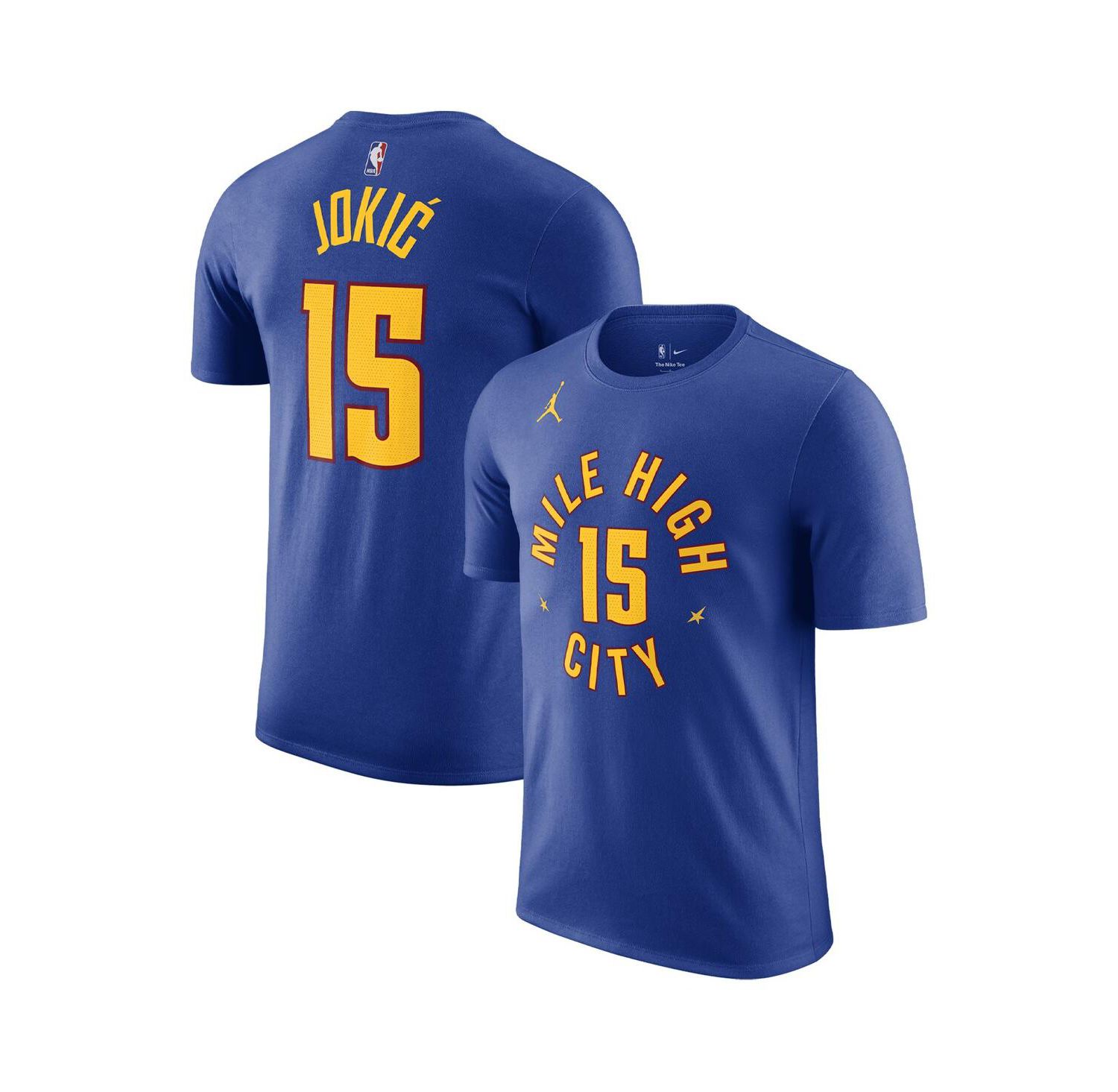 Men's Nikola Jokic Blue Denver Nuggets 2022/23 Statement Edition Name and Number T-shirt
