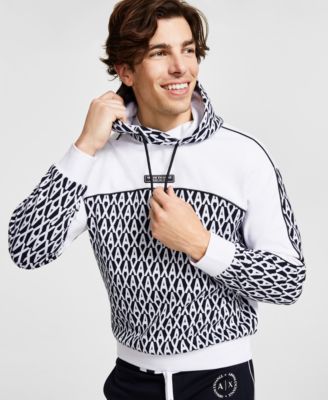 A|X Armani Exchange - Logo Print Jacquard Pullover Hoodie