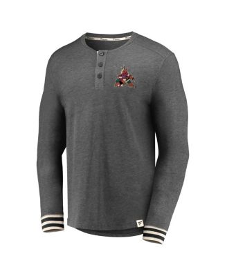 Men's Heathered Charcoal Arizona Coyotes True Classics Henley Long Sleeve T-shirt