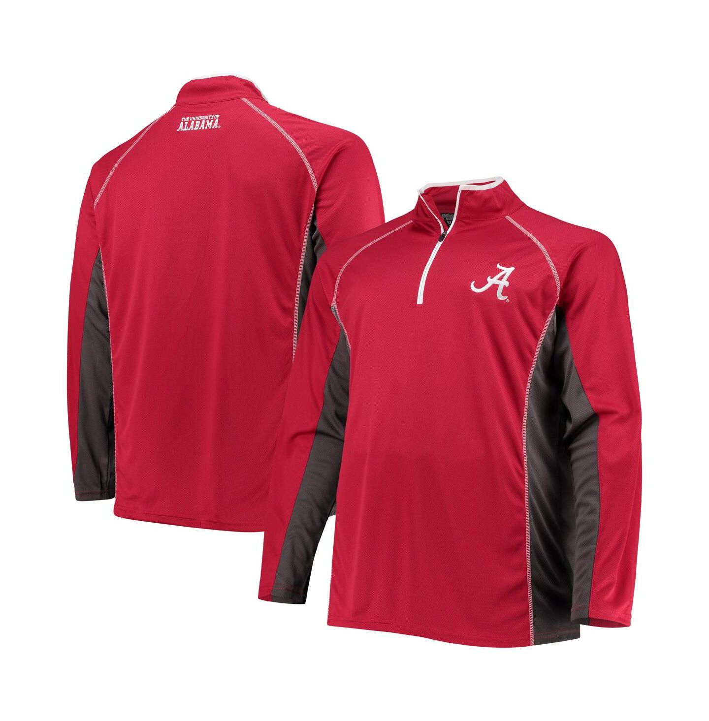Мужская куртка Profile Crimson Alabama Crimson Tide Big and Tall Textured Raglan Quarter-Zip — фото 1