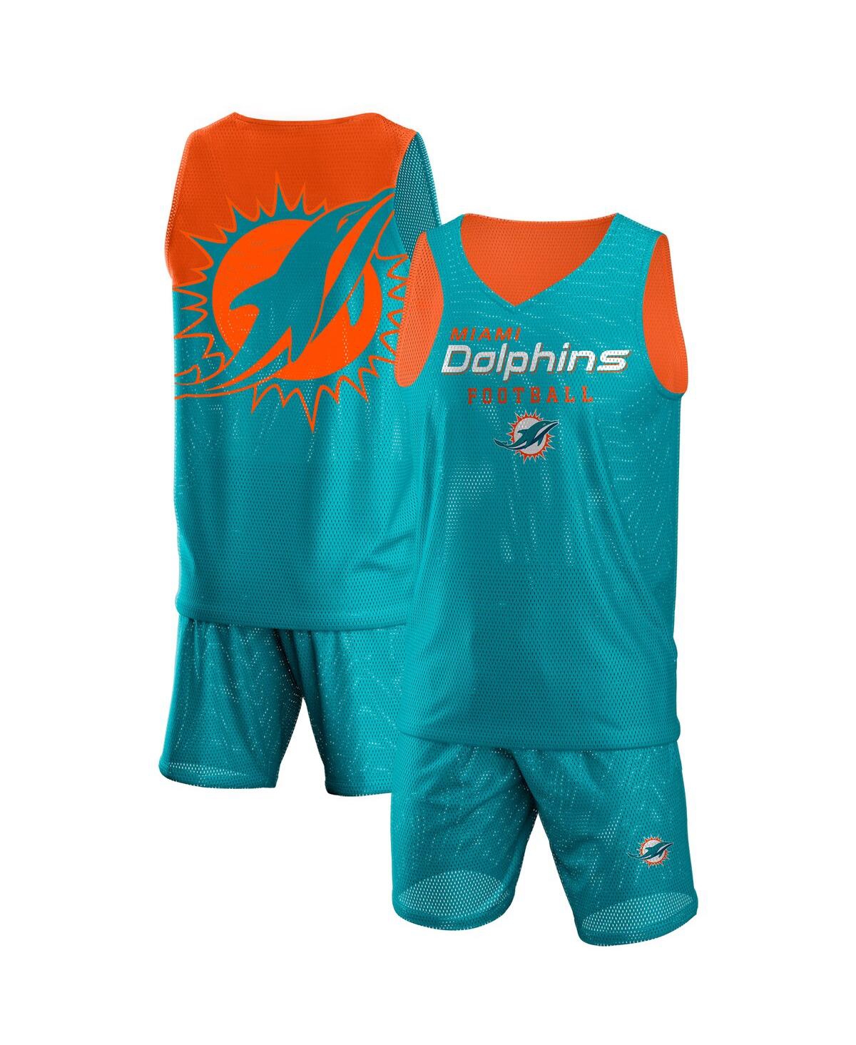 Men's Foco Aqua Miami Dolphins Colorblock Mesh V-Neck and Shorts Set - Aqua
