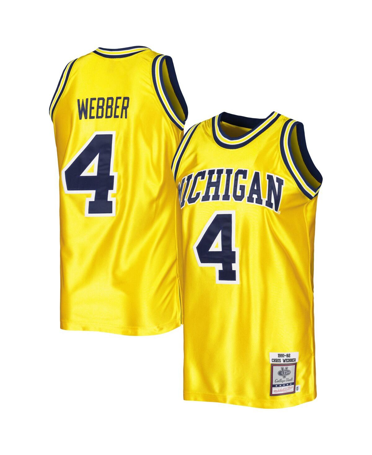 Men's Mitchell & Ness Chris WebberMichigan Wolverines Authentic College Vault 1991-92 Jersey - Maize