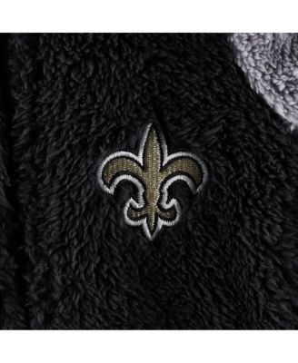 Newborn and Infant Boys and Girls Black, Gray New Orleans Saints Game Nap Teddy Fleece Bunting Full-Zip Sleeper
