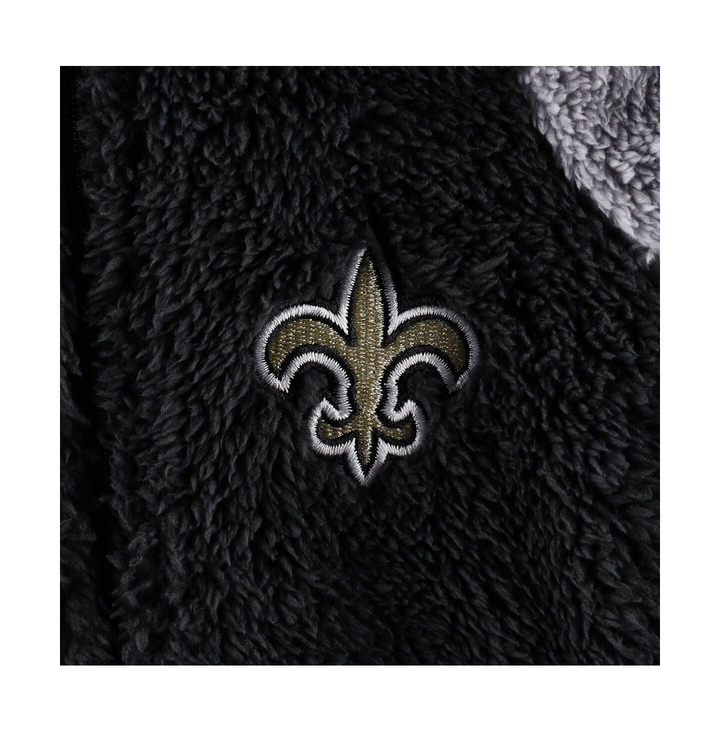 Outerstuff Newborn and Infant Boys and Girls Black, Gray New Orleans Saints Game Nap Teddy Fleece Bunting Full-Zip Sleeper — фото 2