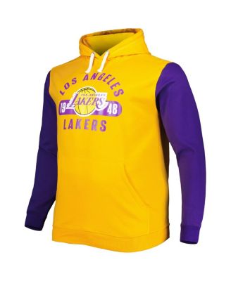 Men's Gold, Purple Los Angeles Lakers Big and Tall Bold Attack Pullover Hoodie