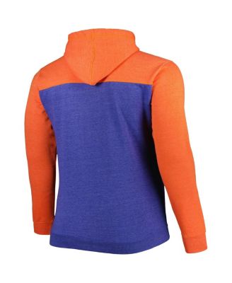 Men's Heathered Blue, Heathered Orange New York Knicks Big and Tall Down and Distance Full-Zip Hoodie