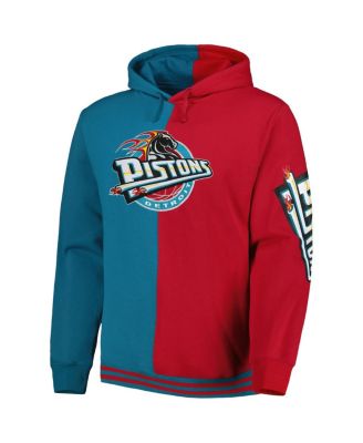 Men's Teal, Red Detroit Pistons Big and Tall Hardwood Classics Split Pullover Hoodie
