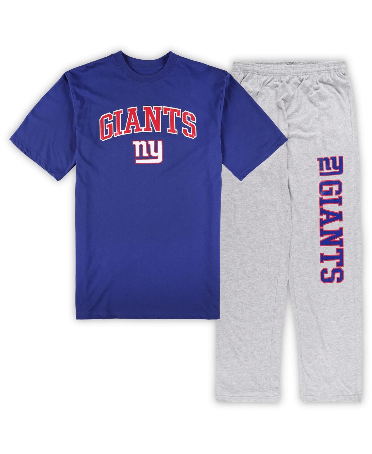 Men's Concepts Sport Royal, Heather Gray New York Giants Big and Tall T-shirt and Pajama Pants Sleep Set - Royal, Heather Gray